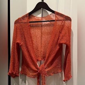 Beautiful orange 100% Rayon top- sheer